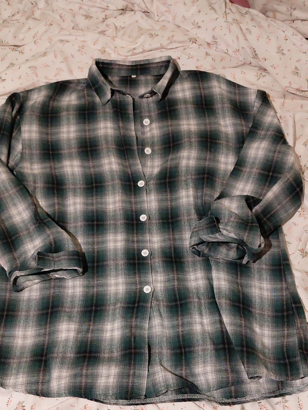 Relaxed Green Plaid Button-Down Shirt